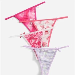 4 Pack Multicolored Graphic Mesh Cheeky Brazilian Panty. - MEDIUM.